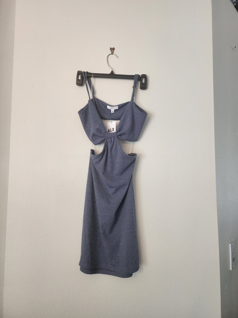 Better Be Dusty Blue Cutout Mini Dress